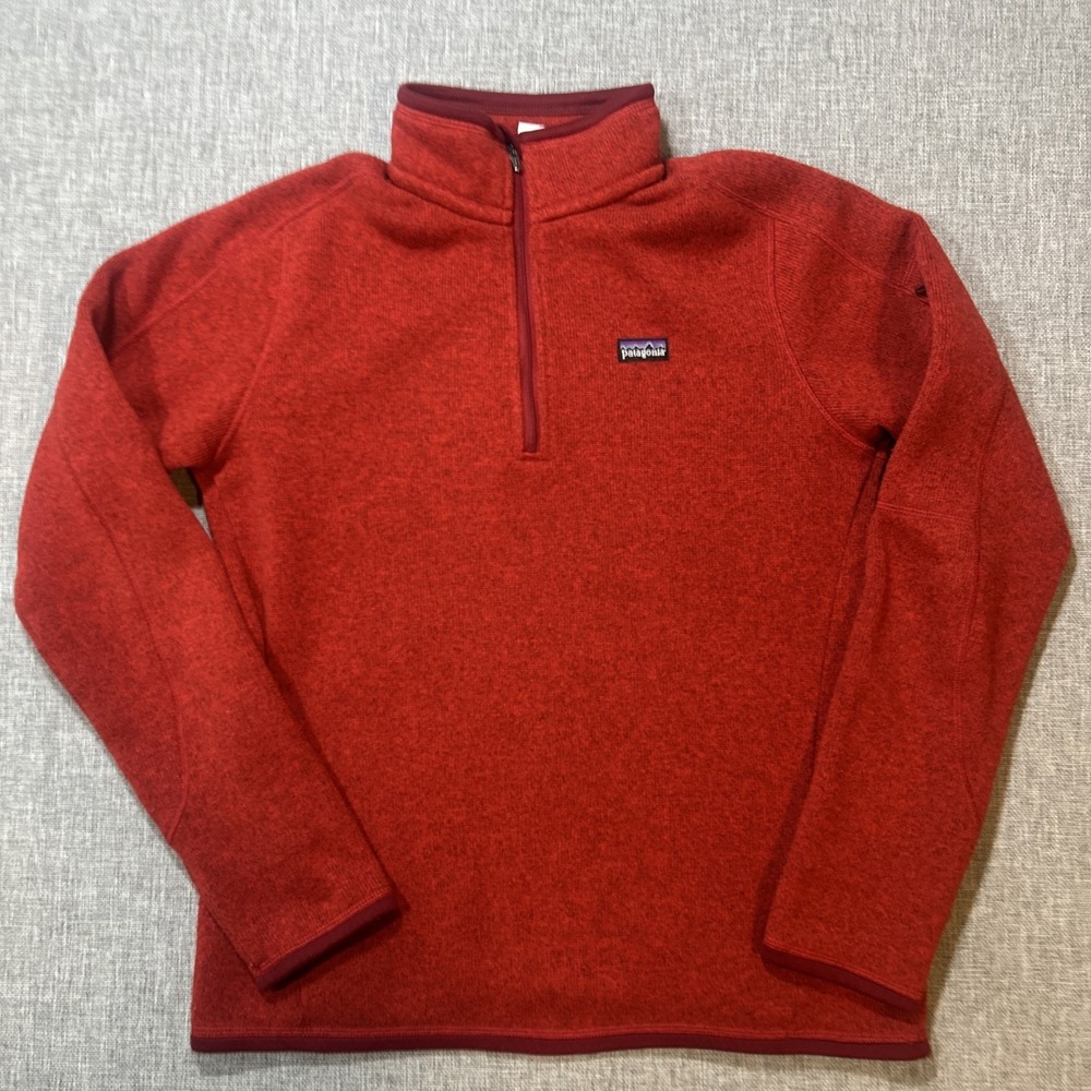 Patagonia Sweater Womens Medium Red Better Sweater 1/4 Zip Fleece Pullover